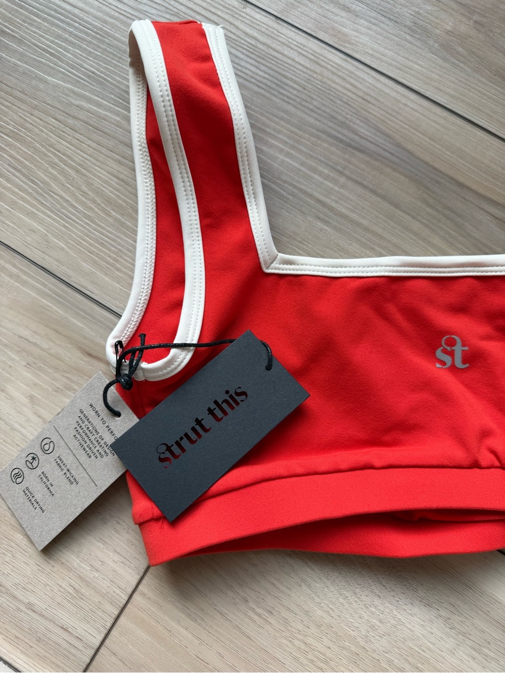 Strut This Burnt Orang-Red Bralette with Cream Trim